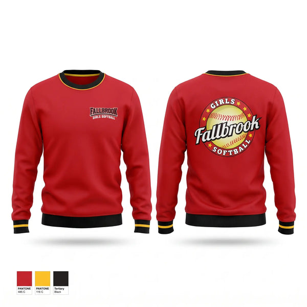 Crew Neck Sweatshirt, Fallbrook girls softball, Softball, Teamtime, Team time, sublimation, custom sports apparel, team uniforms, spirit wear, spiritwear, sports uniforms, custom shirts, team store, custom team store, fundraiser sports, apparel fundraiser