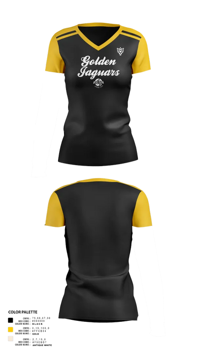 Golden Jaguars Softball 91388037 Women's Short Sleeve V-neck Shirt - 20