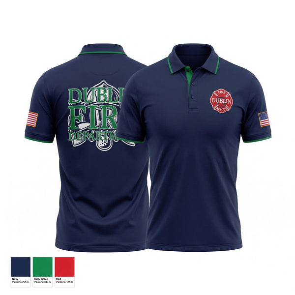 Short Sleeve Performance Polo, Dublin Fire Department, Fire Department, Teamtime, Team time, sublimation, custom sports apparel, team uniforms, spirit wear, spiritwear, sports uniforms, custom shirts, team store, custom team store, fundraiser sports, apparel fundraiser