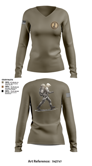 Womens Long Sleeve Vneck Shirt, 7th Group, Army, Teamtime, Team time, sublimation, custom sports apparel, team uniforms, spirit wear, spiritwear, sports uniforms, custom shirts, team store, custom team store, fundraiser sports, apparel fundraiser