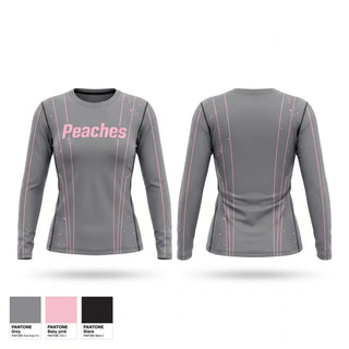 Long Sleeve Performance Shirt, Peaches, Softball, Teamtime, Team time, sublimation, custom sports apparel, team uniforms, spirit wear, spiritwear, sports uniforms, custom shirts, team store, custom team store, fundraiser sports, apparel fundraiser