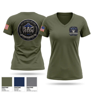 Womens Short Sleeve Vneck Shirt, SAC Police Instructor, Police, Teamtime, Team time, sublimation, custom sports apparel, team uniforms, spirit wear, spiritwear, sports uniforms, custom shirts, team store, custom team store, fundraiser sports, apparel fundraiser