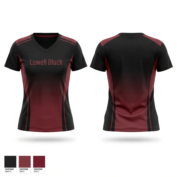 Womens Short Sleeve Vneck Shirt, Lowell black, Baseball, Teamtime, Team time, sublimation, custom sports apparel, team uniforms, spirit wear, spiritwear, sports uniforms, custom shirts, team store, custom team store, fundraiser sports, apparel fundraiser