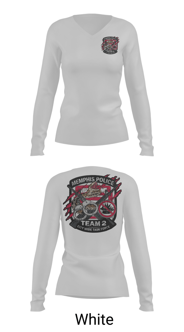 Womens Long Sleeve Vneck Shirt, Memphis Police City Wide Task Force Team Two, Police, Teamtime, Team time, sublimation, custom sports apparel, team uniforms, spirit wear, spiritwear, sports uniforms, custom shirts, team store, custom team store, fundraiser sports, apparel fundraiser