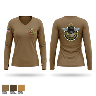 Womens Long Sleeve Vneck Shirt, 137 OSS, Air Force, Teamtime, Team time, sublimation, custom sports apparel, team uniforms, spirit wear, spiritwear, sports uniforms, custom shirts, team store, custom team store, fundraiser sports, apparel fundraiser
