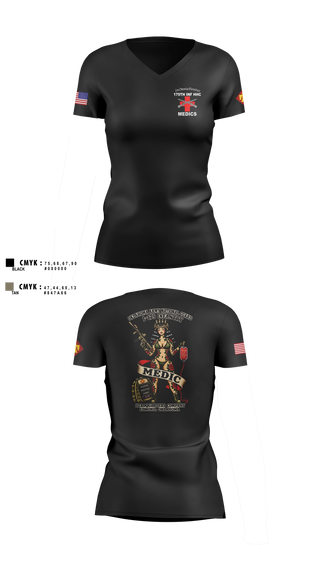 Womens Short Sleeve Vneck Shirt, 179 HHC Medics, National Guard, Teamtime, Team time, sublimation, custom sports apparel, team uniforms, spirit wear, spiritwear, sports uniforms, custom shirts, team store, custom team store, fundraiser sports, apparel fundraiser