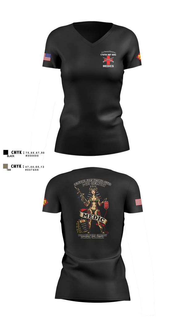 Womens Short Sleeve Vneck Shirt, 179 HHC Medics, National Guard, Teamtime, Team time, sublimation, custom sports apparel, team uniforms, spirit wear, spiritwear, sports uniforms, custom shirts, team store, custom team store, fundraiser sports, apparel fundraiser