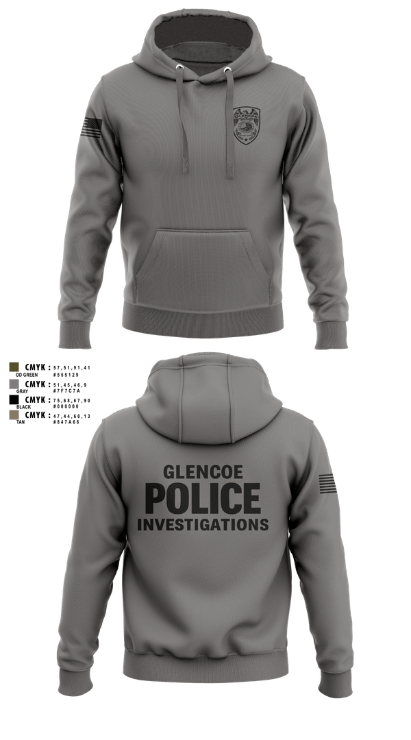 Hoodie, Glencoe Investigations, Police, Teamtime, Team time, sublimation, custom sports apparel, team uniforms, spirit wear, spiritwear, sports uniforms, custom shirts, team store, custom team store, fundraiser sports, apparel fundraiser