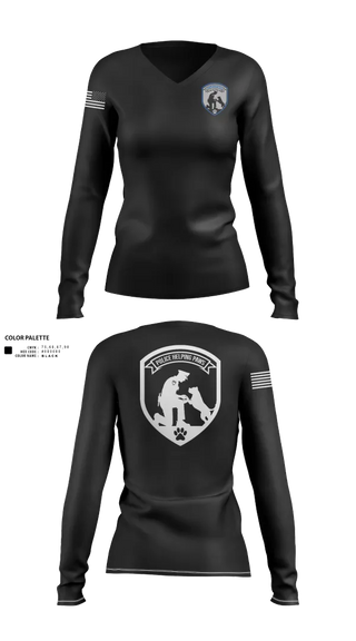 Womens Long Sleeve Vneck Shirt, Police Helping Paws, , Teamtime, Team time, sublimation, custom sports apparel, team uniforms, spirit wear, spiritwear, sports uniforms, custom shirts, team store, custom team store, fundraiser sports, apparel fundraiser