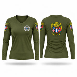 Womens Long Sleeve Vneck Shirt, CHEATHAM COUNTY SHERIFF'S OFFICE, Police, Teamtime, Team time, sublimation, custom sports apparel, team uniforms, spirit wear, spiritwear, sports uniforms, custom shirts, team store, custom team store, fundraiser sports, apparel fundraiser