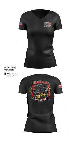 Womens Short Sleeve Vneck Shirt, Mountain Lake Fire & Rescue, Fire Department, Teamtime, Team time, sublimation, custom sports apparel, team uniforms, spirit wear, spiritwear, sports uniforms, custom shirts, team store, custom team store, fundraiser sports, apparel fundraiser