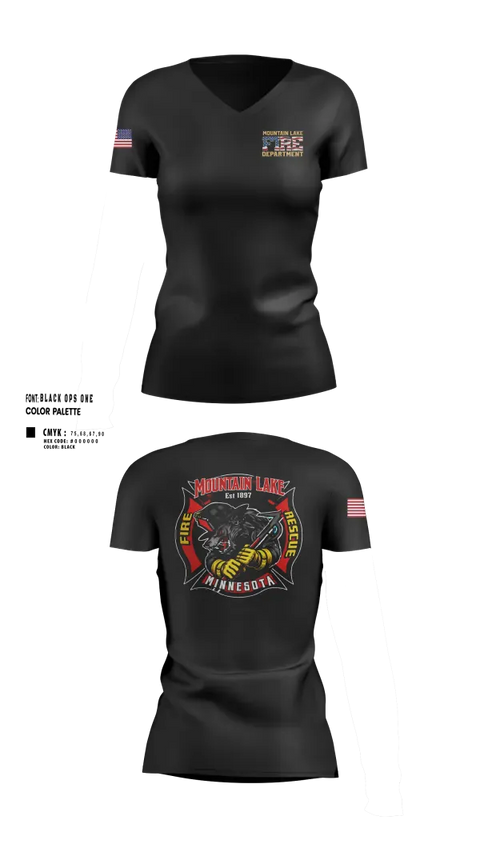 Womens Short Sleeve Vneck Shirt, Mountain Lake Fire & Rescue, Fire Department, Teamtime, Team time, sublimation, custom sports apparel, team uniforms, spirit wear, spiritwear, sports uniforms, custom shirts, team store, custom team store, fundraiser sports, apparel fundraiser