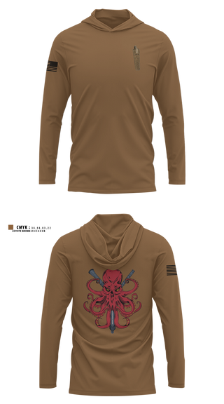 Long Sleeve Performance Shirt with hood, Kraken, Army, Teamtime, Team time, sublimation, custom sports apparel, team uniforms, spirit wear, spiritwear, sports uniforms, custom shirts, team store, custom team store, fundraiser sports, apparel fundraiser