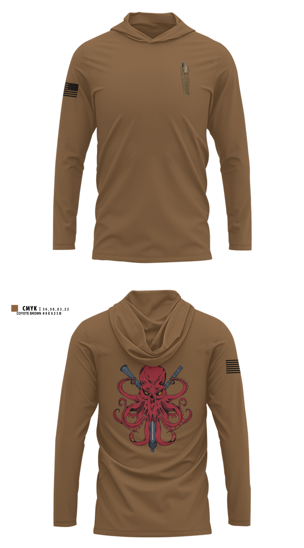 Long Sleeve Performance Shirt with hood, Kraken, Army, Teamtime, Team time, sublimation, custom sports apparel, team uniforms, spirit wear, spiritwear, sports uniforms, custom shirts, team store, custom team store, fundraiser sports, apparel fundraiser
