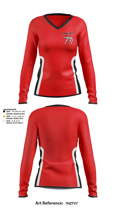 Cave City 27613702 Women's Long Sleeve V-neck Shirt - 1