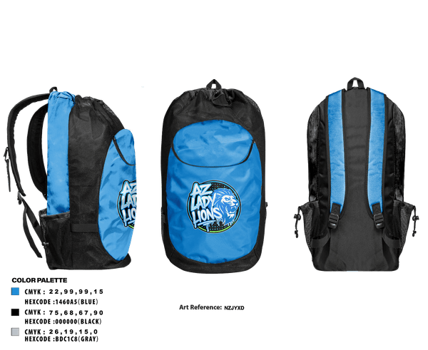 Gear Bag, AZ Lady Lions, Spirit Store, Teamtime, Team time, sublimation, custom sports apparel, team uniforms, spirit wear, spiritwear, sports uniforms, custom shirts, team store, custom team store, fundraiser sports, apparel fundraiser