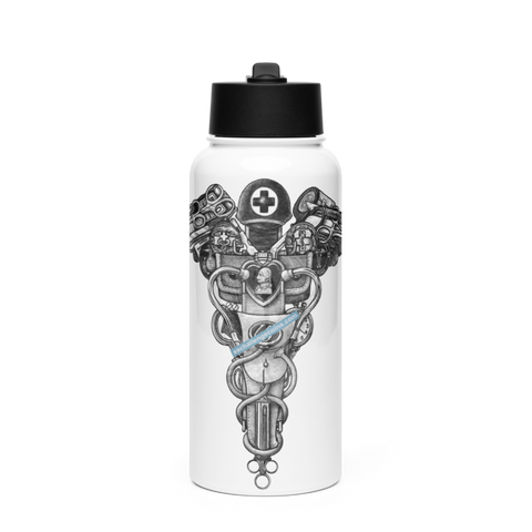 Medic art 62749299 Stainless Steel Water Bottle with a Straw Lid