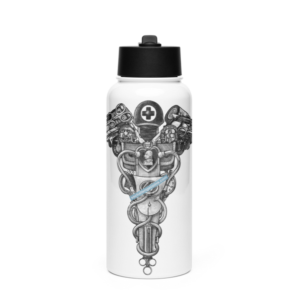 Medic art 62749299 Stainless Steel Water Bottle with a Straw Lid