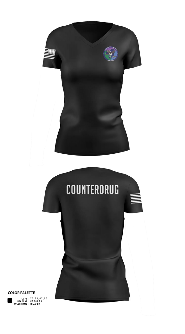 Womens Short Sleeve Vneck Shirt, New York Counterdrug Task Force, Police, Teamtime, Team time, sublimation, custom sports apparel, team uniforms, spirit wear, spiritwear, sports uniforms, custom shirts, team store, custom team store, fundraiser sports, apparel fundraiser