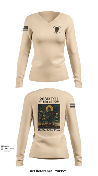 Womens Long Sleeve Vneck Shirt, 208th RTI MED TRNG CO Class 25-002, , Teamtime, Team time, sublimation, custom sports apparel, team uniforms, spirit wear, spiritwear, sports uniforms, custom shirts, team store, custom team store, fundraiser sports, apparel fundraiser