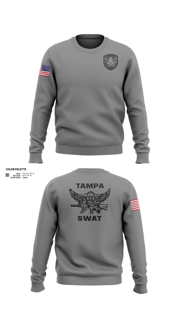 Crew Neck Sweatshirt, Tampa SWAT, Police, Teamtime, Team time, sublimation, custom sports apparel, team uniforms, spirit wear, spiritwear, sports uniforms, custom shirts, team store, custom team store, fundraiser sports, apparel fundraiser