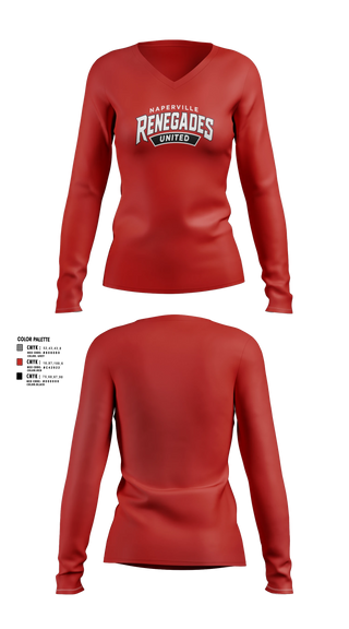 Womens Long Sleeve Vneck Shirt, Naperville Renegades, Baseball, Teamtime, Team time, sublimation, custom sports apparel, team uniforms, spirit wear, spiritwear, sports uniforms, custom shirts, team store, custom team store, fundraiser sports, apparel fundraiser