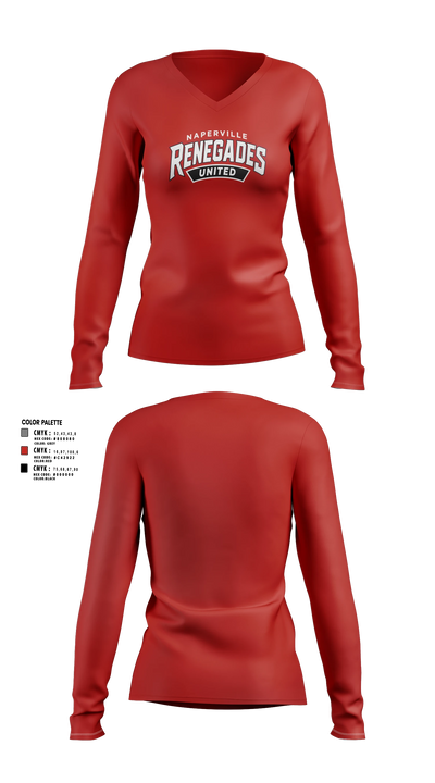 Naperville Renegades Women's Long Sleeve V-neck Shirt - 7 (1)