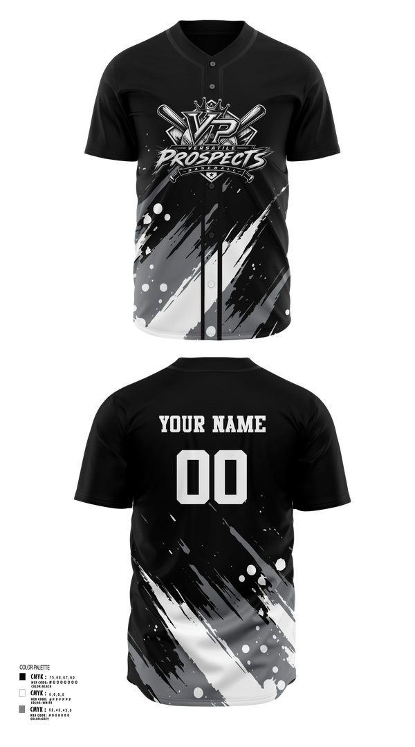 Full Button Baseball Jersey, Versatile Prospects, Baseball, Teamtime, Team time, sublimation, custom sports apparel, team uniforms, spirit wear, spiritwear, sports uniforms, custom shirts, team store, custom team store, fundraiser sports, apparel fundraiser