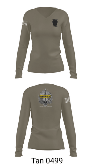 Womens Long Sleeve Vneck Shirt, Snipers 1-109Snipers 1-109, National Guard, Teamtime, Team time, sublimation, custom sports apparel, team uniforms, spirit wear, spiritwear, sports uniforms, custom shirts, team store, custom team store, fundraiser sports, apparel fundraiser
