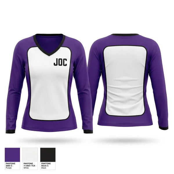 Womens Long Sleeve Vneck Shirt, JOC, , Teamtime, Team time, sublimation, custom sports apparel, team uniforms, spirit wear, spiritwear, sports uniforms, custom shirts, team store, custom team store, fundraiser sports, apparel fundraiser
