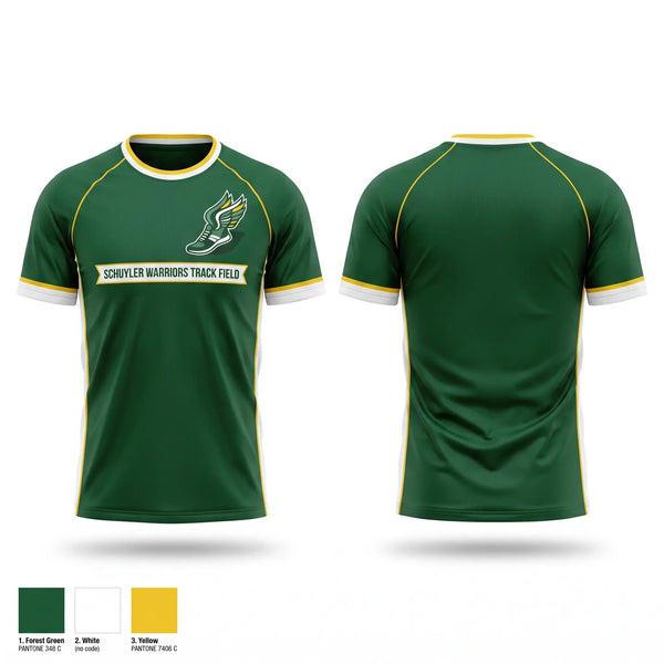 Soft Poly Tee Cotton Like Feel, Schuyler High School, Track & Field, Teamtime, Team time, sublimation, custom sports apparel, team uniforms, spirit wear, spiritwear, sports uniforms, custom shirts, team store, custom team store, fundraiser sports, apparel fundraiser