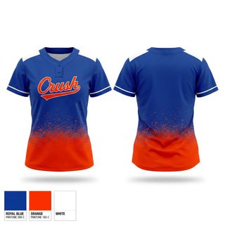 Two Button Softball Jersey, Crush, Softball, Teamtime, Team time, sublimation, custom sports apparel, team uniforms, spirit wear, spiritwear, sports uniforms, custom shirts, team store, custom team store, fundraiser sports, apparel fundraiser