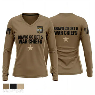 Womens Long Sleeve Vneck Shirt, DET 5, B Co RRC, National Guard, Teamtime, Team time, sublimation, custom sports apparel, team uniforms, spirit wear, spiritwear, sports uniforms, custom shirts, team store, custom team store, fundraiser sports, apparel fundraiser
