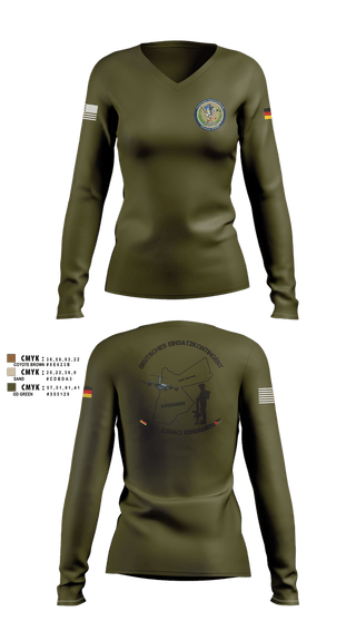 Womens Long Sleeve Vneck Shirt, DEU EinsKtgt CD/CBI, , Teamtime, Team time, sublimation, custom sports apparel, team uniforms, spirit wear, spiritwear, sports uniforms, custom shirts, team store, custom team store, fundraiser sports, apparel fundraiser