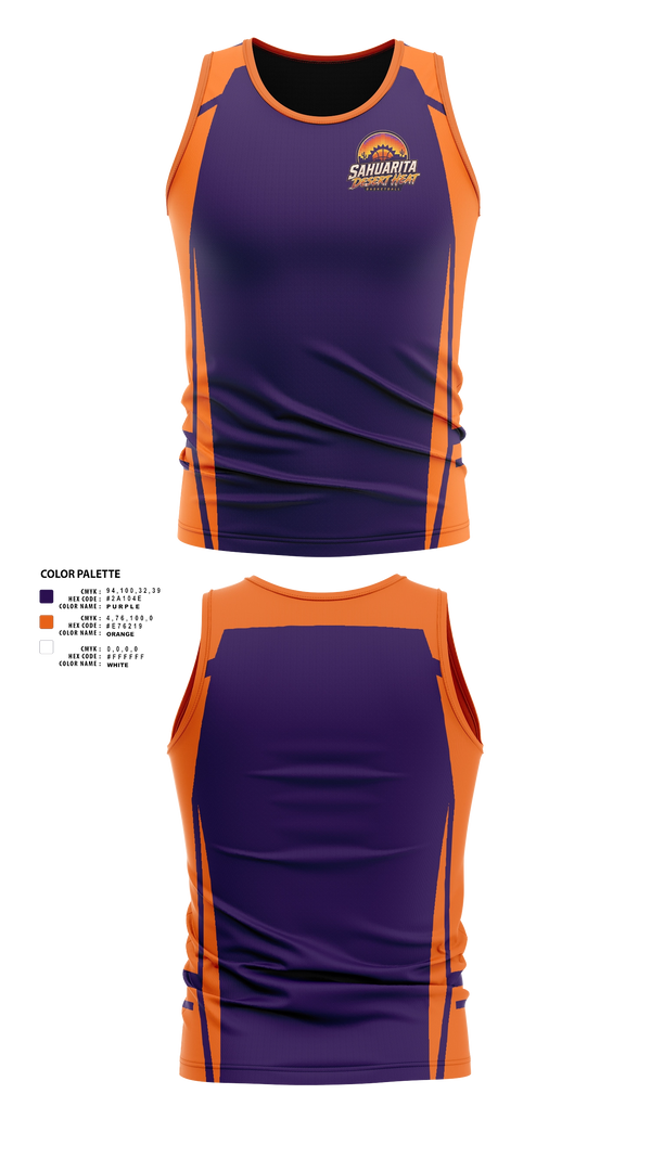 Tank Top, Sahuarita Desert Heat, Men's Basketball, Teamtime, Team time, sublimation, custom sports apparel, team uniforms, spirit wear, spiritwear, sports uniforms, custom shirts, team store, custom team store, fundraiser sports, apparel fundraiser