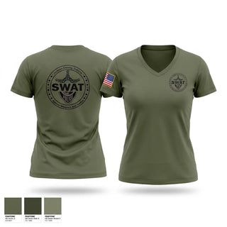 Womens Short Sleeve Vneck Shirt, Jackson County Joint SWAT, Police, Teamtime, Team time, sublimation, custom sports apparel, team uniforms, spirit wear, spiritwear, sports uniforms, custom shirts, team store, custom team store, fundraiser sports, apparel fundraiser
