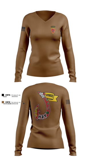 Womens Long Sleeve Vneck Shirt, H2F, 2nd Mobile Brigade, 25th Infantry Division, Army, Teamtime, Team time, sublimation, custom sports apparel, team uniforms, spirit wear, spiritwear, sports uniforms, custom shirts, team store, custom team store, fundraiser sports, apparel fundraiser