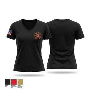 Womens Short Sleeve Vneck Shirt, New Llano Fire Department, Fire Department, Teamtime, Team time, sublimation, custom sports apparel, team uniforms, spirit wear, spiritwear, sports uniforms, custom shirts, team store, custom team store, fundraiser sports, apparel fundraiser
