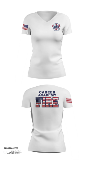 Womens Short Sleeve Vneck Shirt, FWCS Career Academy, Fire Department, Teamtime, Team time, sublimation, custom sports apparel, team uniforms, spirit wear, spiritwear, sports uniforms, custom shirts, team store, custom team store, fundraiser sports, apparel fundraiser