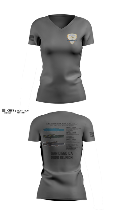 Midway Veterans' Association 36317900 Women's Short Sleeve V-neck Shirt - 1