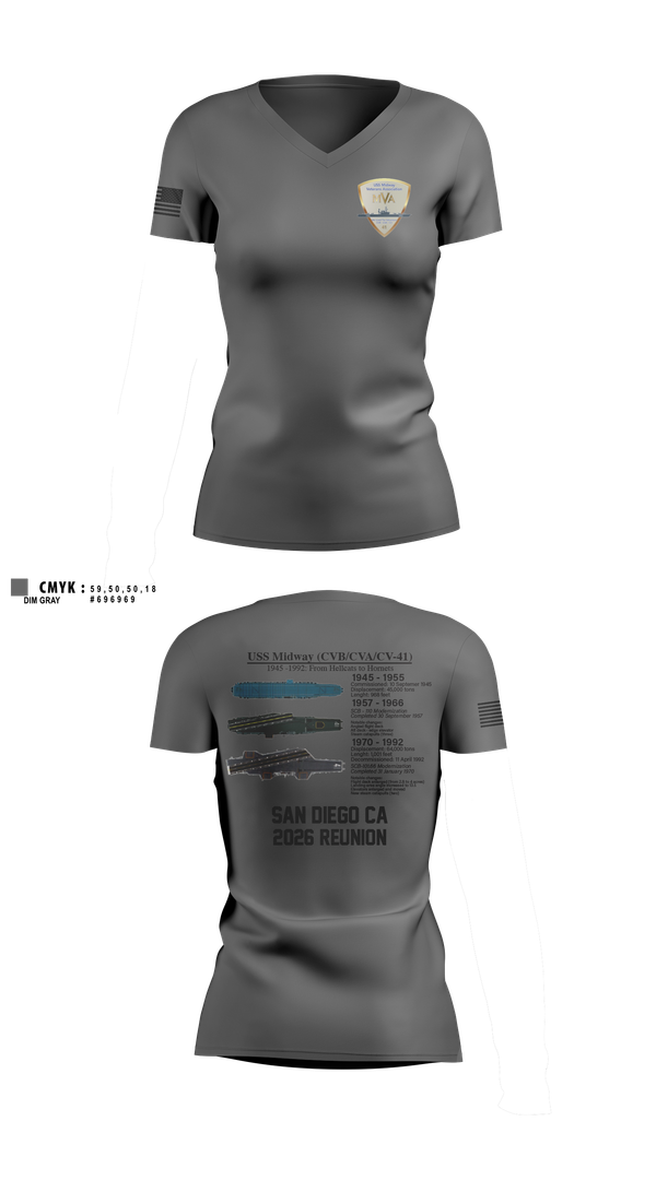 Womens Short Sleeve Vneck Shirt, Midway Veterans' Association, , Teamtime, Team time, sublimation, custom sports apparel, team uniforms, spirit wear, spiritwear, sports uniforms, custom shirts, team store, custom team store, fundraiser sports, apparel fundraiser