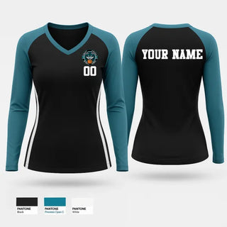 Womens Long Sleeve Vneck Shirt, Swift Creek Middle School, Men's Basketball, Teamtime, Team time, sublimation, custom sports apparel, team uniforms, spirit wear, spiritwear, sports uniforms, custom shirts, team store, custom team store, fundraiser sports, apparel fundraiser