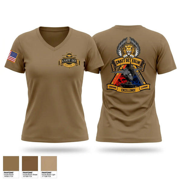 Womens Short Sleeve Vneck Shirt, CNATT Det Eglin, Navy, Teamtime, Team time, sublimation, custom sports apparel, team uniforms, spirit wear, spiritwear, sports uniforms, custom shirts, team store, custom team store, fundraiser sports, apparel fundraiser