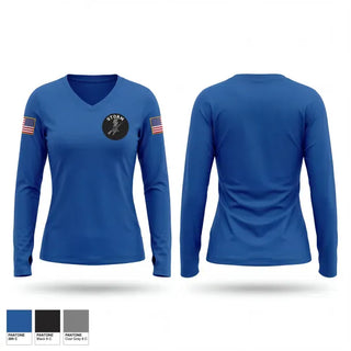 Womens Long Sleeve Vneck Shirt, 940th MP co, National Guard, Teamtime, Team time, sublimation, custom sports apparel, team uniforms, spirit wear, spiritwear, sports uniforms, custom shirts, team store, custom team store, fundraiser sports, apparel fundraiser