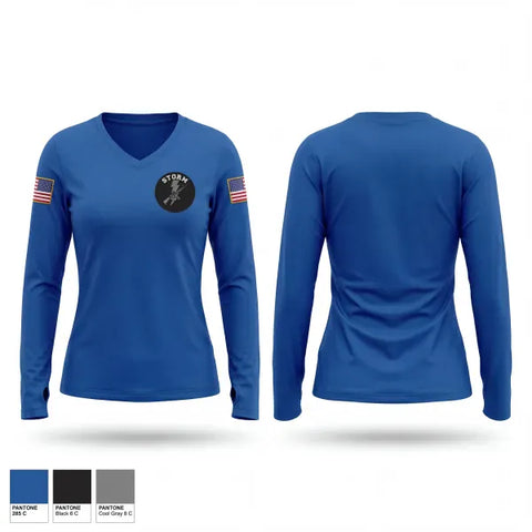 Womens Long Sleeve Vneck Shirt, 940th MP co, National Guard, Teamtime, Team time, sublimation, custom sports apparel, team uniforms, spirit wear, spiritwear, sports uniforms, custom shirts, team store, custom team store, fundraiser sports, apparel fundraiser