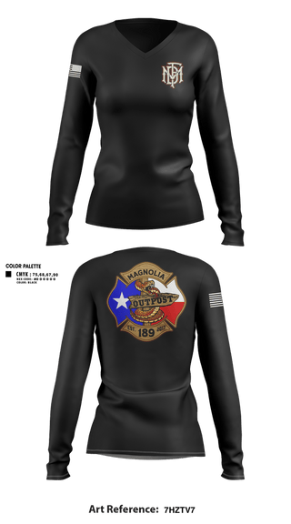 Womens Long Sleeve Vneck Shirt, Magnolia 189, Fire Department, Teamtime, Team time, sublimation, custom sports apparel, team uniforms, spirit wear, spiritwear, sports uniforms, custom shirts, team store, custom team store, fundraiser sports, apparel fundraiser