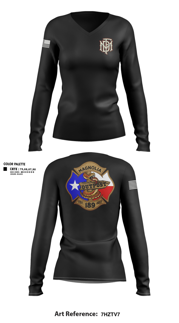 Womens Long Sleeve Vneck Shirt, Magnolia 189, Fire Department, Teamtime, Team time, sublimation, custom sports apparel, team uniforms, spirit wear, spiritwear, sports uniforms, custom shirts, team store, custom team store, fundraiser sports, apparel fundraiser