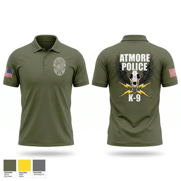 Short Sleeve Performance Polo, Atmore K9, Police, Teamtime, Team time, sublimation, custom sports apparel, team uniforms, spirit wear, spiritwear, sports uniforms, custom shirts, team store, custom team store, fundraiser sports, apparel fundraiser