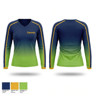 Womens Long Sleeve Vneck Shirt, Diamonds, Women's Basketball, Teamtime, Team time, sublimation, custom sports apparel, team uniforms, spirit wear, spiritwear, sports uniforms, custom shirts, team store, custom team store, fundraiser sports, apparel fundraiser
