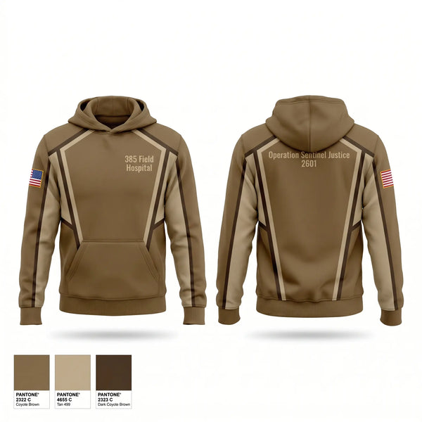 Hoodie, 385 Field Hospital, Army, Teamtime, Team time, sublimation, custom sports apparel, team uniforms, spirit wear, spiritwear, sports uniforms, custom shirts, team store, custom team store, fundraiser sports, apparel fundraiser